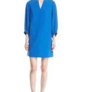 Tibi cobalt blue mini shift dress 3/4 balloon sleeve size 4